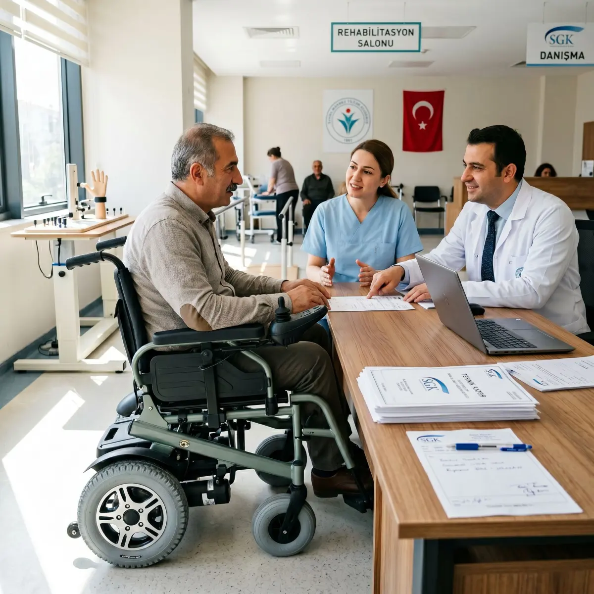 SGK akülü sandalye başvurusu için sağlık raporu ve ürün seçimi görüşmesi